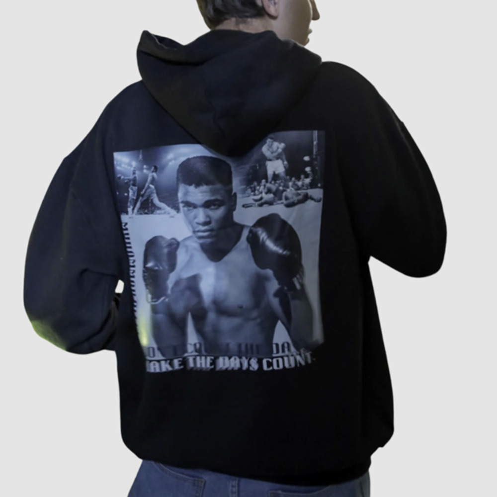 Never Old Muhammed Ali Clay Graphic Hoodie Sweatshirt Black, NWT-Medium
